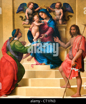 Madonna in trono col Bambino tra i Santi Maria Maddalena e Giovanni Battista 1510 Giuliano di Piero di Simone Bugiar Italia Italiano Foto Stock