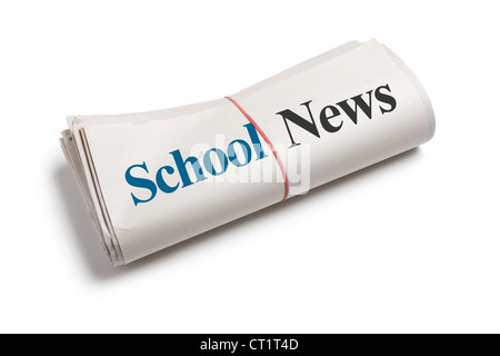 Scuola News, quotidiano con sfondo bianco Foto Stock