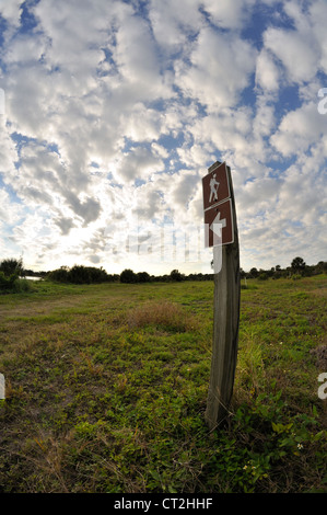 Angolo di larghe vedute del paesaggio della Florida e del cielo al Pelican Island National Wildlife Refuge. Foto Stock