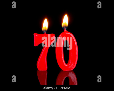 Compleanno-anniversario candele mostra Nr. 70 Foto Stock