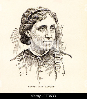 Vintage incisione di Louisa May Alcott,1832-1888, l'autore americano. Foto Stock