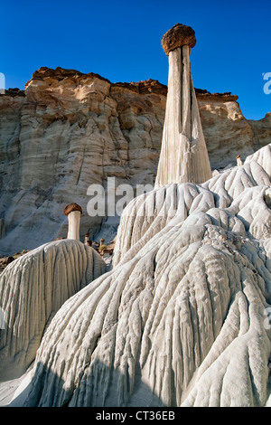 La luna sorge sulle torri del silenzio Wahweap Hoodoos in Utah's Scalone Escalante monumento nazionale. Foto Stock