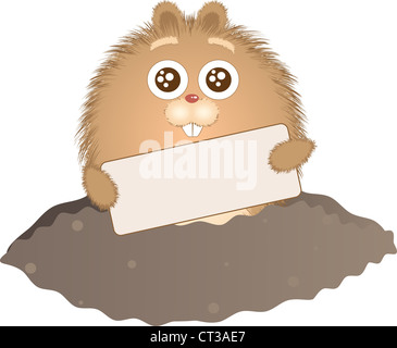 Piccola marmotta che spuntavano delle loro tane. illustrazione. Foto Stock