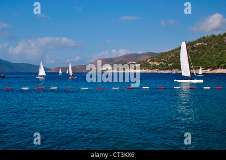 Turchia, costa Egea, Yali Vicino Bodrum, Mare, Barche Foto Stock