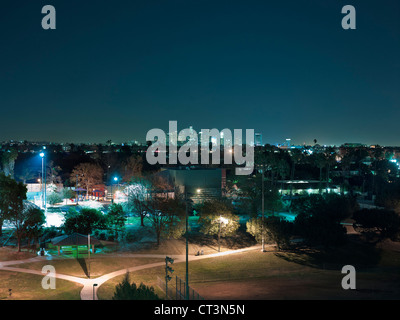 Vista aerea di Los Angeles durante la notte Foto Stock