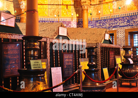 Turchia, Istanbul, Mausoleo di Soliman, interno della tomba del sultano Suleyman il magnifico Foto Stock