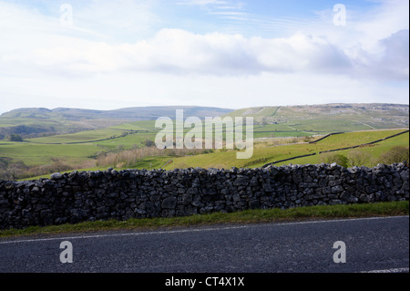 Vista sulla campagna di cappella-le-Dale nel Yorkshire Dales National Park, North Yorkshire, Inghilterra. Foto Stock