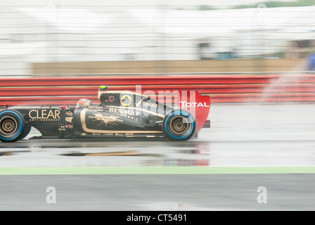 Romain Grosjean - team Lotus F1, la guida sotto la pioggia. British Formula 1 Grand Prix, Silverstone, 2012 Foto Stock