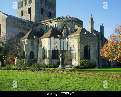Tewkesbury Abbey east end abside della XIV C coro cappelle Foto Stock