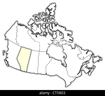 Mappa politico del Canada con le diverse province dove Alberta è evidenziata. Foto Stock