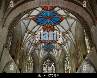 Tewkesbury Abbey lierne vaulting presso east end Foto Stock