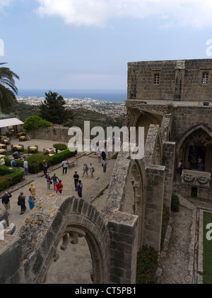 dh Abbazia di Bellapais KYRENIA CIPRO NORD turisti Bellapais Abbazia punto di vista nord Foto Stock