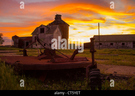 Tramonto del granaio Foto Stock