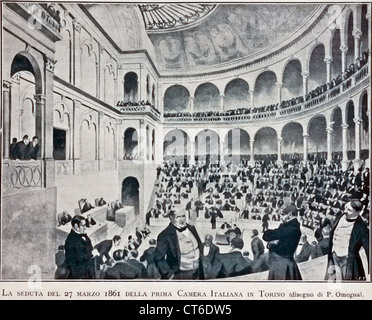 Riunione di Marzo 27th, 1861 Camera del primo italiano a Torino (progettata da P.Omegna) Foto Stock
