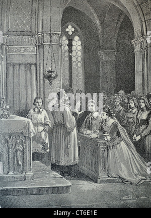 Il fidanzato ( I Promessi Sposi ) di Alessandro Manzoni Sposi Renzo e Lucia in una illustrazione del XIX secolo Foto Stock