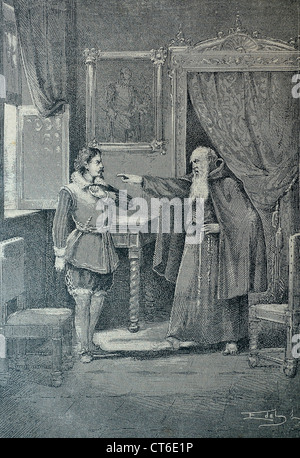 Il fidanzato ( I Promessi Sposi ) di Alessandro Manzoni Don Rodrigo e frà Cristoforo Foto Stock