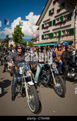 La Svizzera, Brunnen, Harley Davidson festival Foto Stock