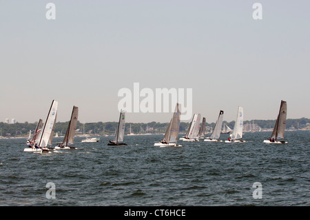 Newport Rhode Island alta velocità catamarani racing Foto Stock