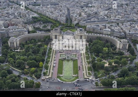 Vista aerea del Palais de Chaillot o Chaillot Palace, Parigi, Francia Foto Stock