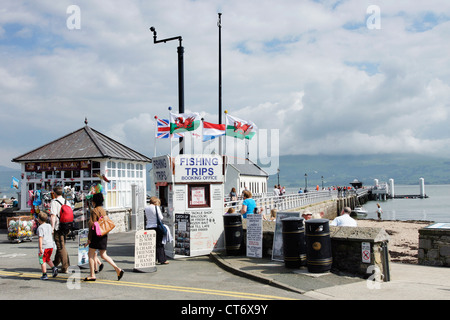 Alla fine del molo presso la località balneare di Beaumaris sull'Isola di Anglesey, Galles del Nord. Foto Stock