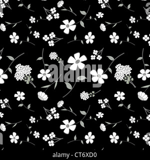 Sfondo - seamless floreale in bianco e nero. EPS10 vettore, swatch incluso. Foto Stock