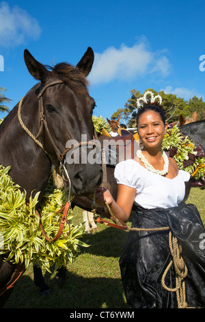 Re Kamehameha parata del giorno, Hawi, North Kohala, Big Island delle Hawaii Foto Stock