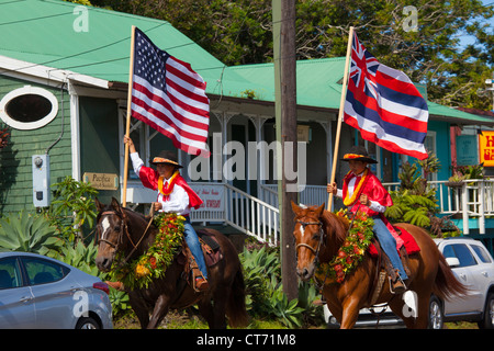 Re Kamehameha parata del giorno, Hawi, North Kohala, Big Island delle Hawaii Foto Stock