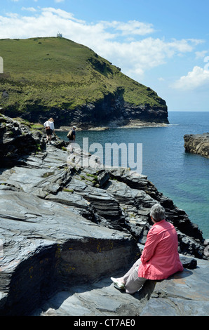 Boscastle ingresso del porto Foto Stock