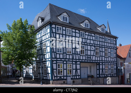 In passato casa patrizia, oggi la Biblioteca municipale di Korbach, distretto Waldeck-Frankenberg, Hesse, Germania, Europa Foto Stock