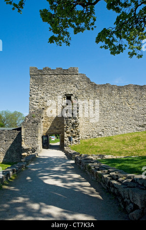 L'ingresso alle rovine del castello di Pickering rimane rovina in estate a nord Yorkshire Inghilterra Regno Unito GB Gran Bretagna Foto Stock