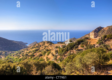 Pirgos Agia, torre veneziana merlature, Naxos, Grecia Foto Stock