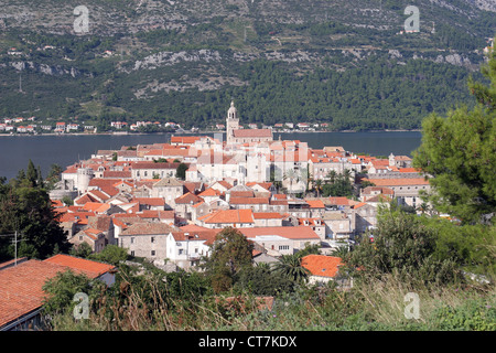 Korcula. Piccola isola città vicino a Dubrovnik in Croazia. Foto Stock