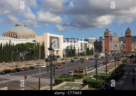 In Spagna, in Catalogna, Barcellona, Av. de la Reina Maria Cristina, skyline, Foto Stock