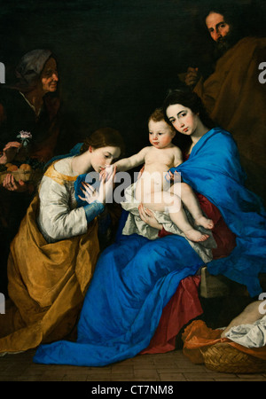 La Sacra Famiglia con i Santi Anna e Caterina di Alessandria 1648 Jusepe de Ribera chiamato Lo Spagnoletto Spagnolo SPAGNA Foto Stock