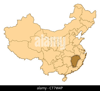 Mappa della Cina dove Jiangxi è evidenziata. Foto Stock