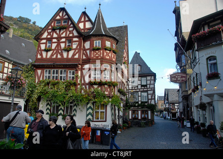 La città di Bacharach in Reno River Gorge, Germania Foto Stock