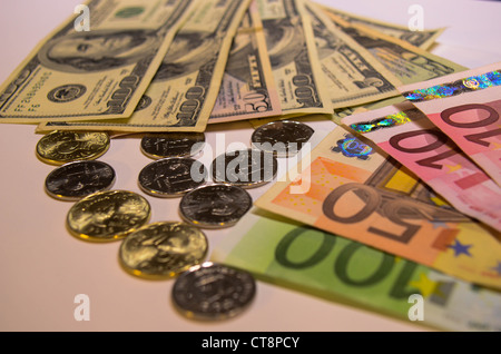 Soldi, valuta, Euro, Dollari Foto Stock