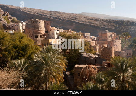 Elk207-2612 Oman, Misfat Al Abriyeen, vista città Foto Stock