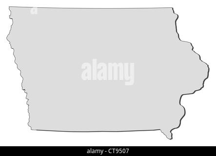 Mappa di Iowa, uno stato di Stati Uniti. Foto Stock