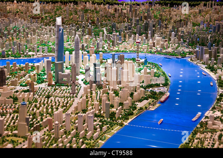 Modello in scala di Shanghai a Shanghai la pianificazione urbana al centro esposizioni di Shanghai - Cina Foto Stock