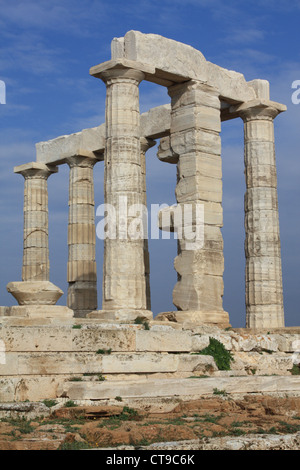 Tempio di Poseidone a Capo Sounion, Grecia Foto Stock