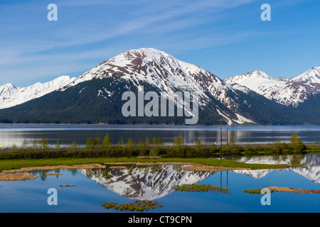 Alaska strada costiera tra Anchorage e Seward, Alaska. Foto Stock