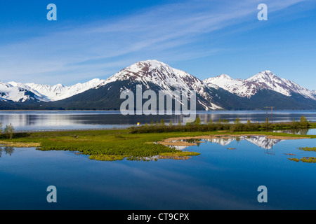 Alaska strada costiera tra Anchorage e Seward, Alaska. Foto Stock