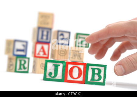 Blocchi di alfabeto ortografia parole job Foto Stock