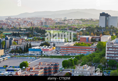 Al di sopra di vista su Barcellona e campi di stadio di calcio di Barcellona Foto Stock