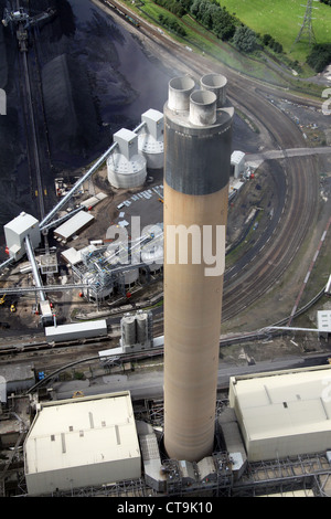 Vista aerea di Drax Power Station grande ciminiera in Yorkshire Foto Stock