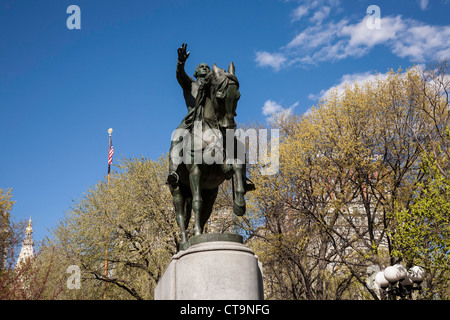 George Washington statua, Union Square Park, NYC Foto Stock