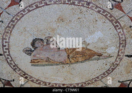 Montenegro Cattaro bay Risan, mosaici romani, Hypnos dio greco dei sogni Foto Stock