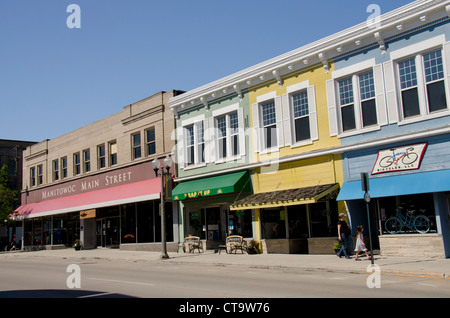 Wisconsin, Manitowoc. Il centro storico di Manitowoc, 8th Street. Foto Stock