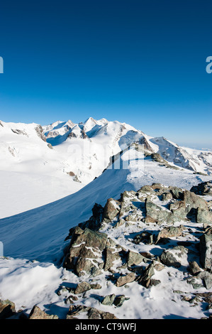 Monte Rosa mountain range, vista da cibba di rollin, Zermatt, Svizzera Foto Stock